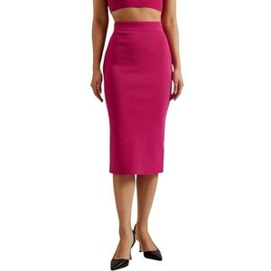 Ted Baker Barbrha Fuchsia Magenta Knit Bodycon Midi Pencil Skirt - 8